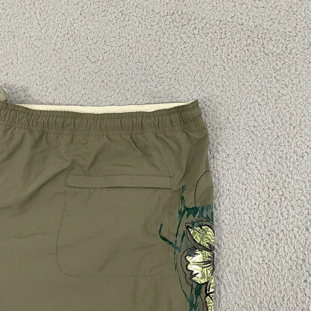 Vintage‎ Big Dogs Swim Trunks Men 2XL Olive Hibiscus Beach Surf Cargo